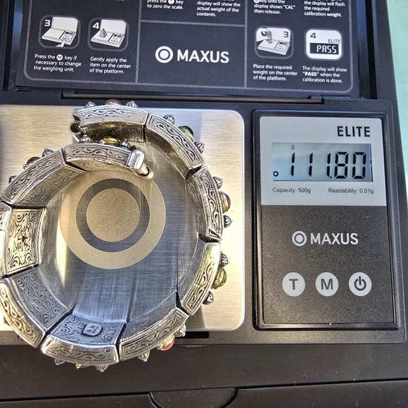 Konstantino Silver and Gold Ornate Bracelet with Gemstone Accents - Picture 14 of 14